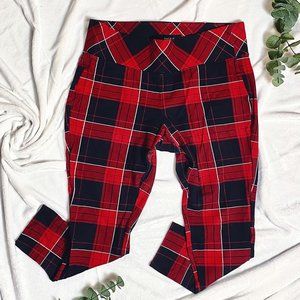 TORRID Premium Ponte Stretch Pull-On Pixie Pant, Red Plaid, Size 1X Regular